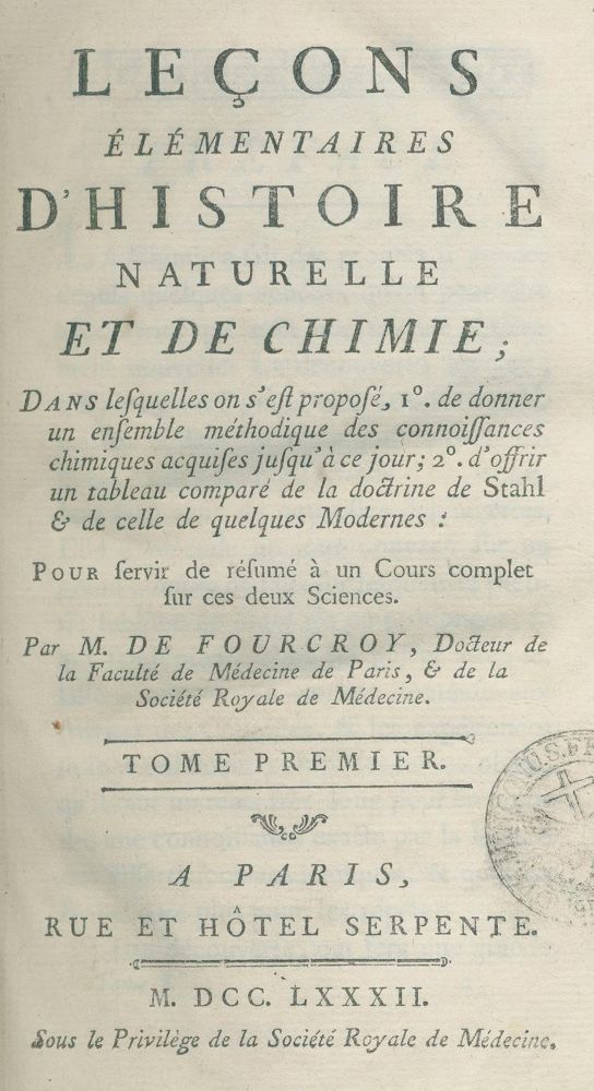 Große Abbildung Nr.1: 127-540 Fourcroy,(A.F.de).: (ZZRückgänge Sgl. Prof. Büttner Teil 1)