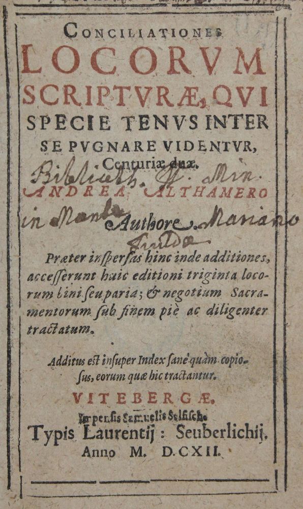 Große Abbildung Nr.1: 127-612 Althamer,A.: (Alte Drucke, Handschriften und Theologie)