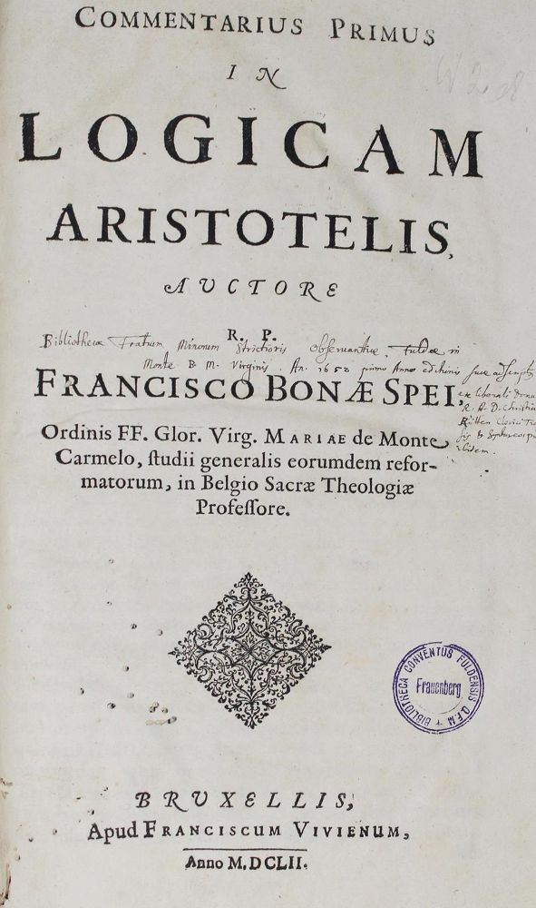 Große Abbildung Nr.1: 127-615 Crespin,F. (Pseud.: F.B.Spei).: (Aristoteles)