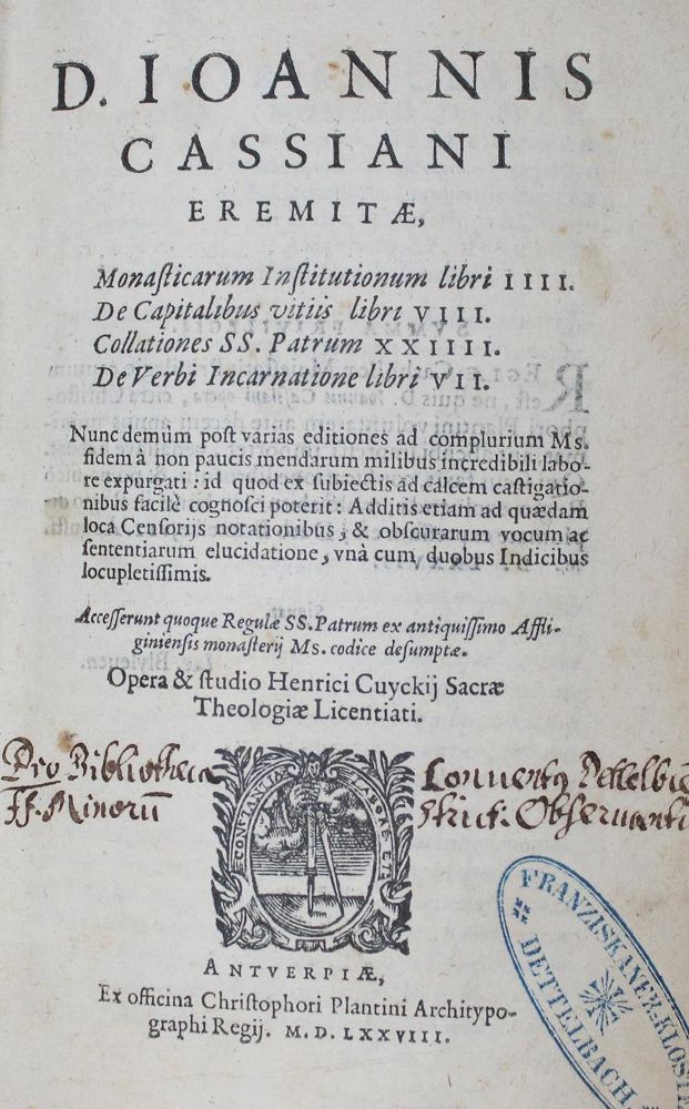 Große Abbildung Nr.1: 127-659 Cassianus,J.: (Alte Drucke, Handschriften und Theologie)