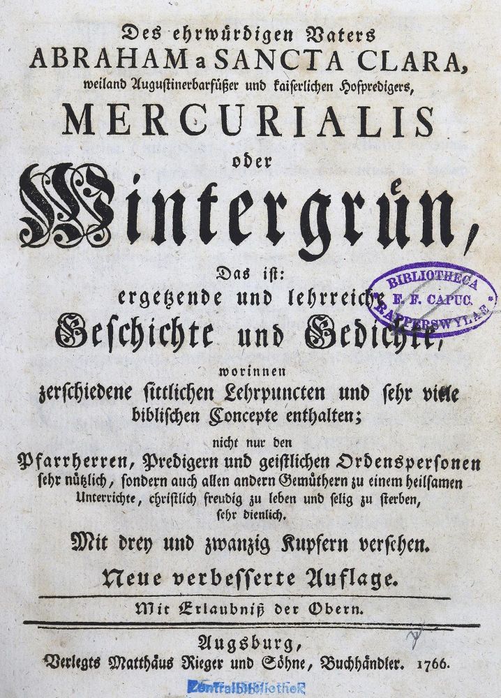Große Abbildung Nr.2: 127-672 Abraham a Santa Clara (d.i. U.Megerle).: (Emblemata)