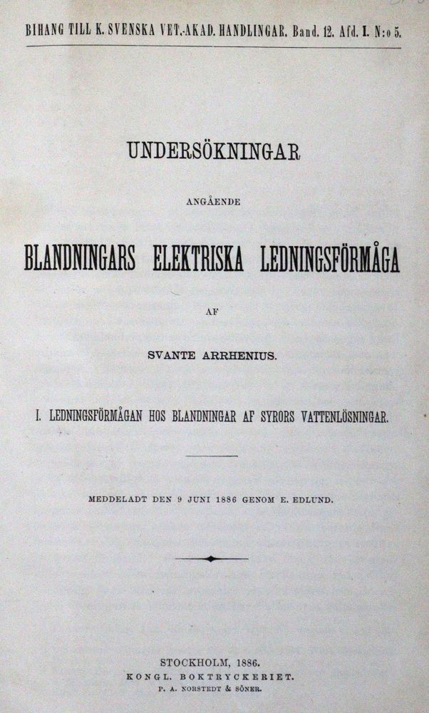 Große Abbildung Nr.2: 127-7 Arrhenius,S.: (Aus der Sammlung Professor Dr.Dr.Johannes Büttner Teil 1)