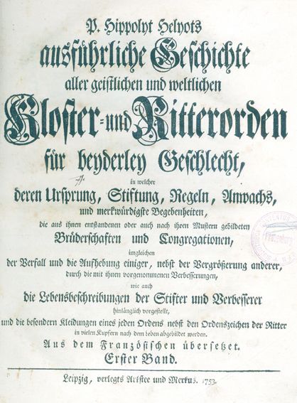 Große Abbildung Nr.1: 127-716 Helyot,P.: (Alte Drucke, Handschriften und Theologie)