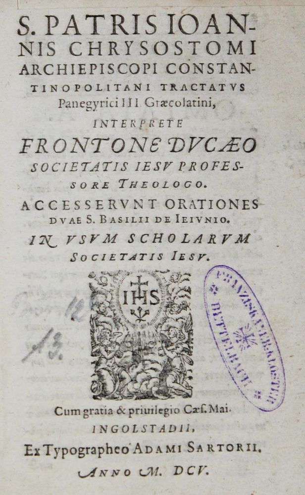 Große Abbildung Nr.1: 127-735 Johannes Chrysostomus.: (Alte Drucke, Handschriften und Theologie)