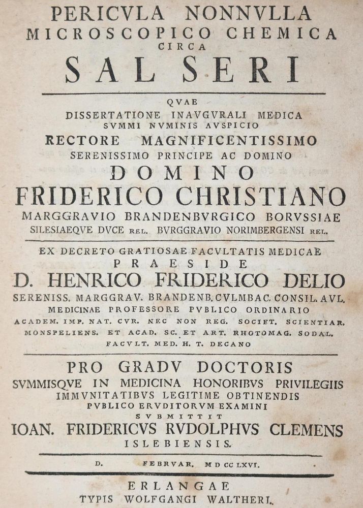 Große Abbildung Nr.1: 127-85 Clemens,J.F.R.: (Aus der Sammlung Professor Dr.Dr.Johannes Büttner Teil 1)