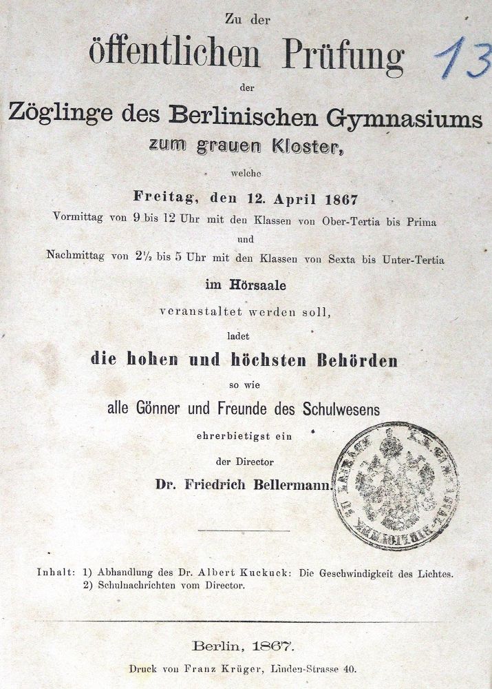 Große Abbildung Nr.1: 127-964 Berlin.: (Studentika und Hochschulen)