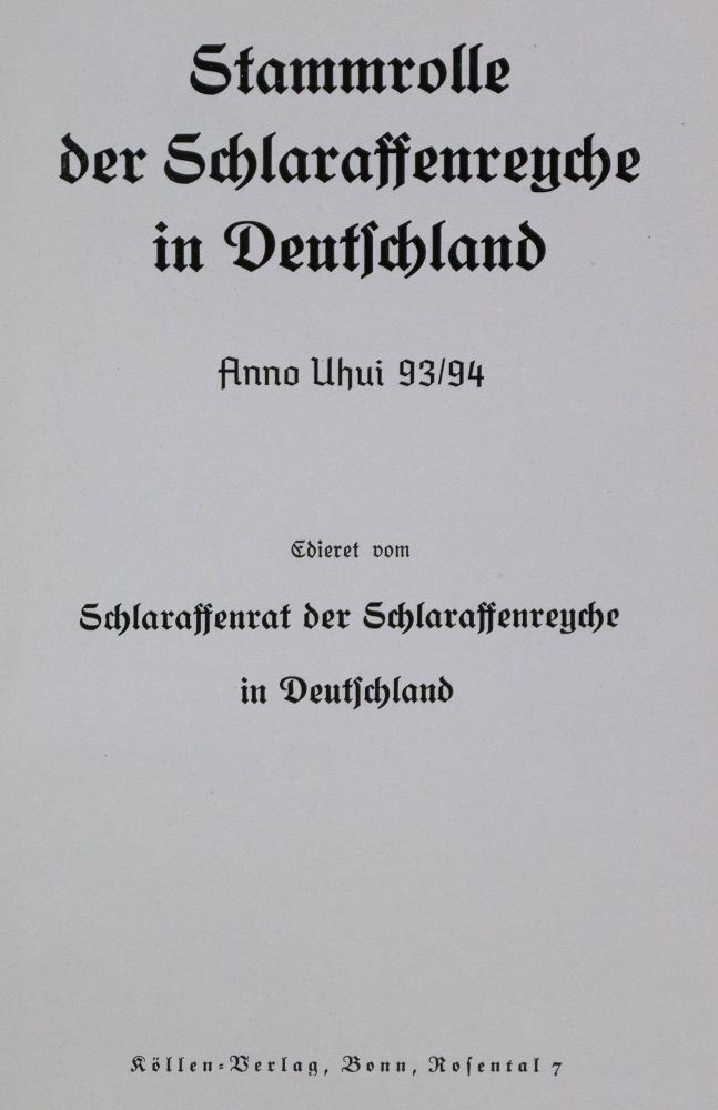 Große Abbildung Nr.1: 127-965 Stammrolle: (Studentika und Hochschulen, Schlaraffia)