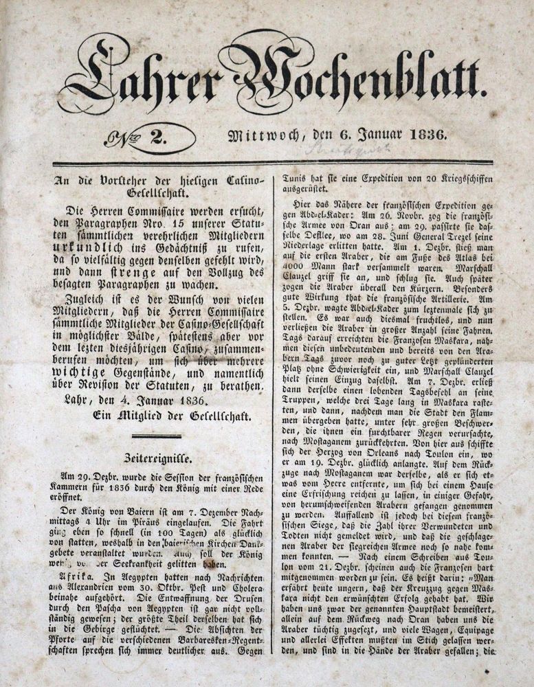 Große Abbildung Nr.1: 127-975 Lahrer Wochenblatt.: (Zeitschriften und Zeitungen)