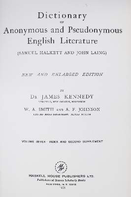 Bild Nr.1: 127-1112 Halkett,S. u. J.Laing.: (Bibliographie und Buchwesen)