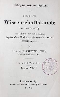 Bild Nr.1: 127-1137 Schleiermacher,A.A.E.: (Bibliographie und Buchwesen)