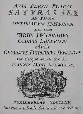 Bild Nr.1: 127-1278 Persius Flaccus, A.: (Literatur und illustrierte Bücher bis 19.Jahrhundert)