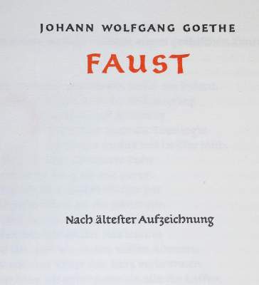Bild Nr.1: 127-1354 Goethe,J.W.(v.): (Literatur und illustrierte Bücher 20.Jahrhundert - Alte Literatur in modernen Ausgaben)