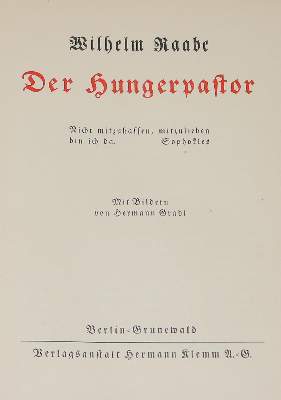 Bild Nr.1: 127-1425 Raabe,W.: (Literatur und illustrierte Bücher 20.Jahrhundert - Alte Literatur in modernen Ausgaben)