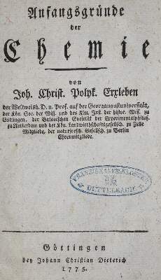 Bild Nr.1: 127-1539 Erxleben,J.C.P.: (Verschiedene Gebiete - Varia, Chemie)