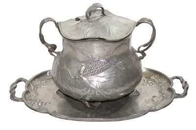 Bild Nr.1: 127-1887 Orivit, Jugendstil Zinnbowle: (Varia)