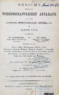 Bild Nr.1: 127-202 Hofmann,A.W. (Hrsg.).: (Aus der Sammlung Professor Dr.Dr.Johannes Büttner Teil 1)