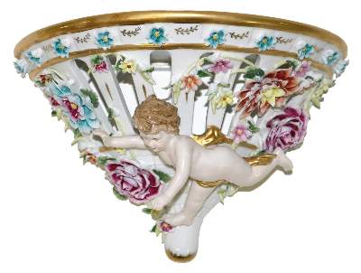 Bild Nr.1: 127-2076 Wandkonsole mit Amorette: (Porzellan u. Keramik, Figuren)