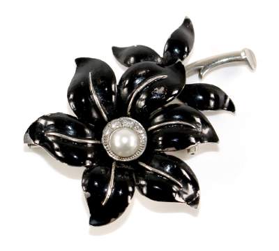Bild Nr.1: 127-2118 Art Deco Brosche 585 WG: (Schmuck, Broschen)