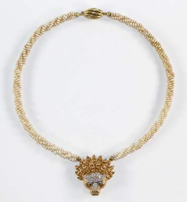 Bild Nr.3: 127-2136 Prunkvolles Perlcollier: (Schmuck, Collier)