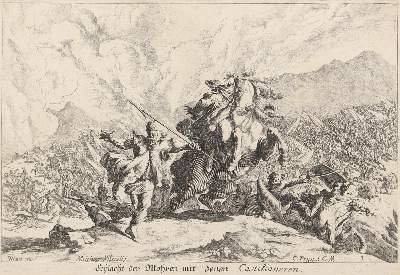 Bild Nr.1: 127-2495 Schlacht der Mohren mit denen Castilianeren.: (Varia, Militaria)