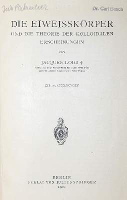 Bild Nr.1: 127-295 Loeb,J.: (Aus der Sammlung Professor Dr.Dr.Johannes Büttner Teil 1)