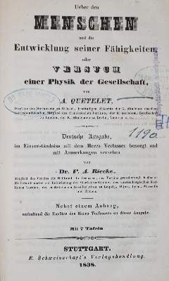 Bild Nr.1: 127-381 Quetelet,A.: (Aus der Sammlung Professor Dr.Dr.Johannes Büttner Teil 1)