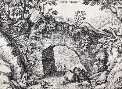 Bild Nr.1: 127-3855 Römischer Felstunnel.: (Künstlergraphik, Merian)