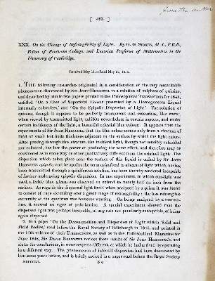 Bild Nr.2: 127-461 Stokes,G.G.: (Aus der Sammlung Professor Dr.Dr.Johannes Büttner Teil 1)