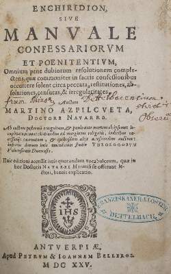 Bild Nr.1: 127-618 Azpilcueta,M.de.: (Alte Drucke, Handschriften und Theologie)