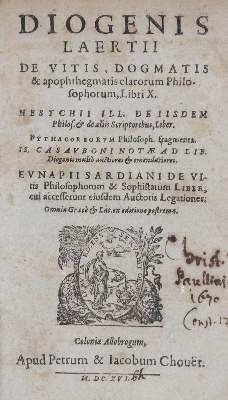 Bild Nr.1: 127-667 Diogenes Laertius.: (Alte Drucke, Handschriften und Theologie)