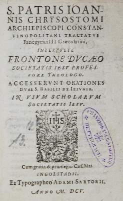 Bild Nr.1: 127-735 Johannes Chrysostomus.: (Alte Drucke, Handschriften und Theologie)