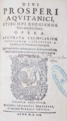 Bild Nr.1: 127-786 Prosper Aquitanus.: (Alte Drucke, Handschriften und Theologie)