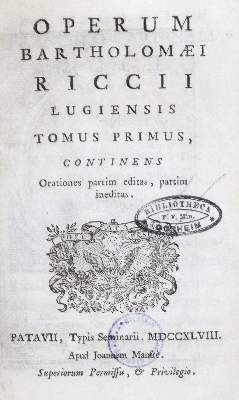 Bild Nr.1: 127-789 Ricci,B.: (Alte Drucke, Handschriften und Theologie)