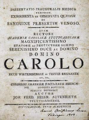 Bild Nr.1: 127-8 Autenrieth,J.F.H.: (Aus der Sammlung Professor Dr.Dr.Johannes Büttner Teil 1)