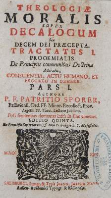 Bild Nr.1: 127-825 Sporer,P.: (Alte Drucke, Handschriften und Theologie)