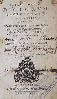 Bild Nr.1: 127-841 Valerius Maximus.: (Alte Drucke, Handschriften und Theologie)