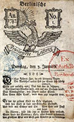 Bild Nr.1: 127-973 Berlinische privilegirte Zeitung.: (Zeitschriften und Zeitungen)