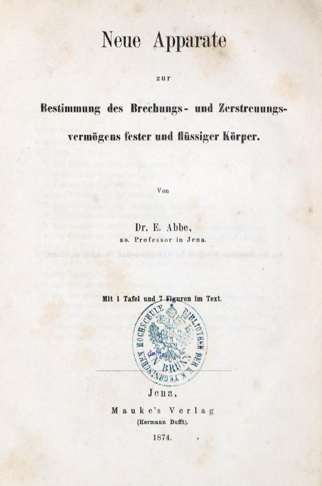 Große Abbildung Nr.1: 128-1 Abbe,E.: (Aus der Sammlung Professor Dr.Dr.Johannes Büttner Teil 1)