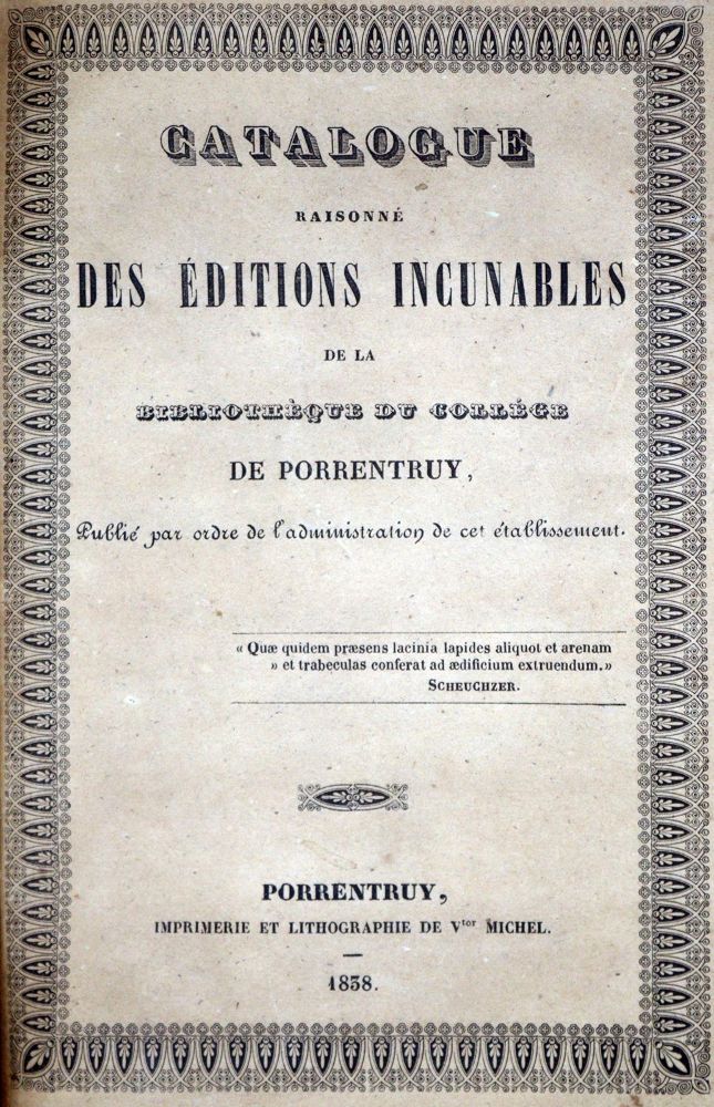 Große Abbildung Nr.1: 128-1144 Porrentruy.: (Inkunabeln)