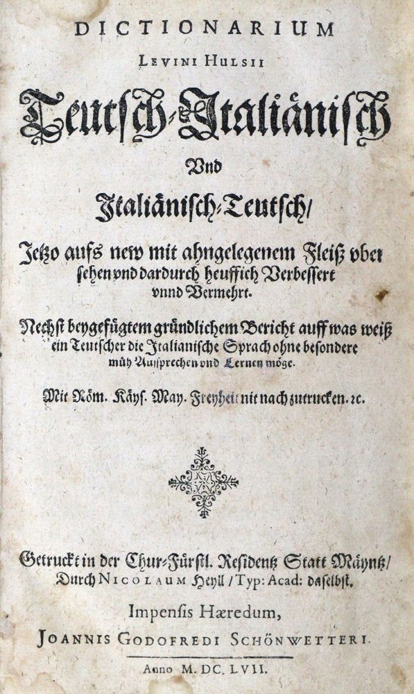 Große Abbildung Nr.1: 128-1156 Hulsius,L. (Hrsg.): (Lexika - Wörterbücher - Sprachwissenschaften)