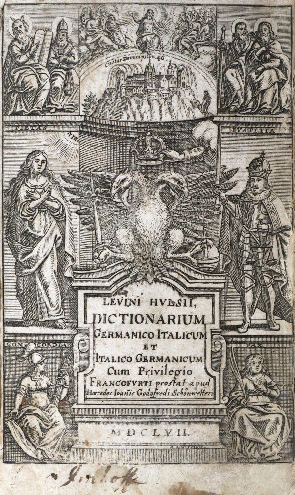 Große Abbildung Nr.2: 128-1156 Hulsius,L. (Hrsg.): (Lexika - Wörterbücher - Sprachwissenschaften)