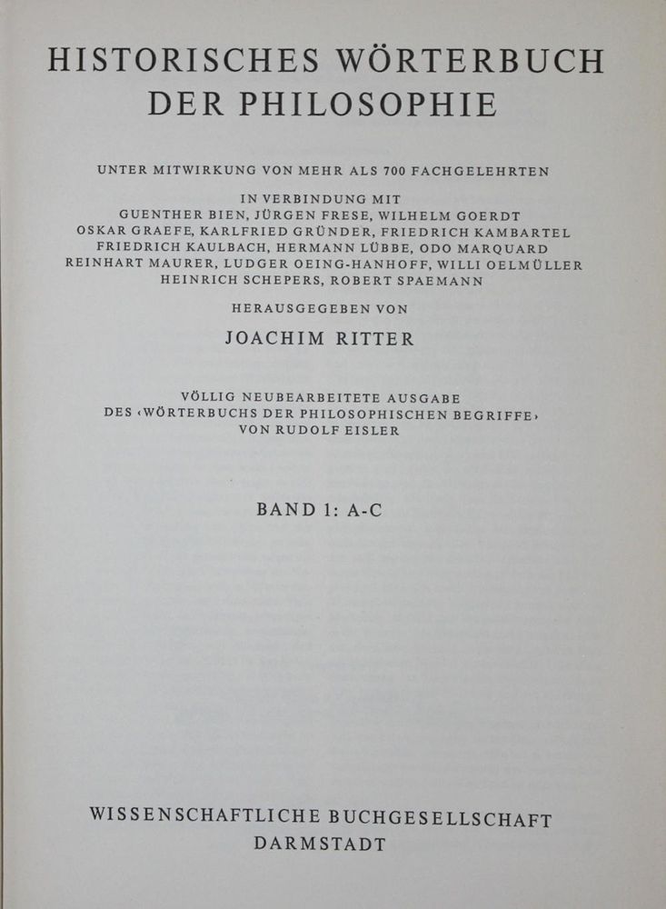 Große Abbildung Nr.1: 128-1164 Ritter,J. (Hrsg.).: (Lexika - Wörterbücher - Sprachwissenschaften)