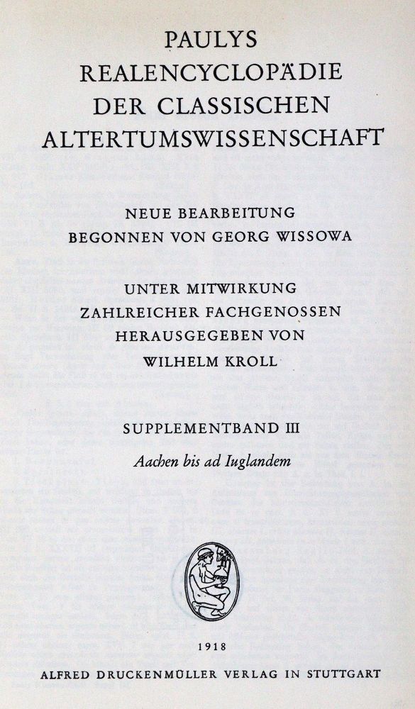 Große Abbildung Nr.1: 128-1169 Wissowa,G. (Hrsg.).: (Lexika - Wörterbücher - Sprachwissenschaften)