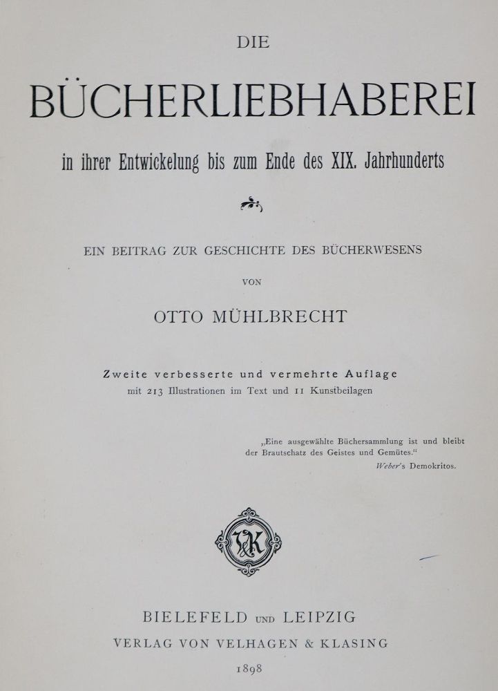 Große Abbildung Nr.2: 128-1171 Mühlbrecht,O.: (Bibliographie und Buchwesen)