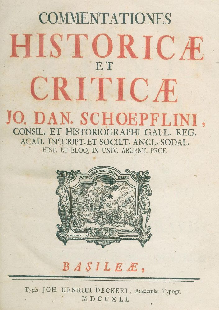 Große Abbildung Nr.1: 128-1180 Schoepflin,J.D.: (Bibliographie und Buchwesen)