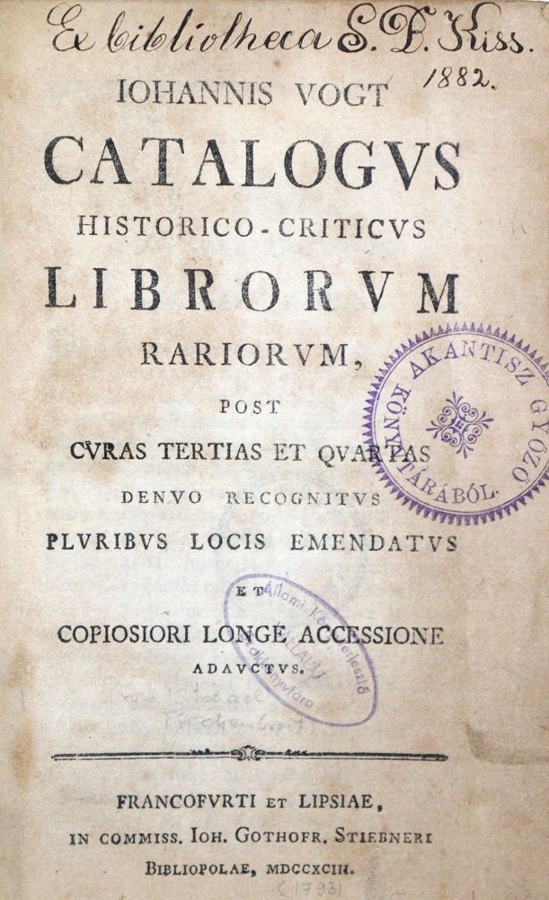 Große Abbildung Nr.1: 128-1186 Vogt,J.: (Bibliographie und Buchwesen)