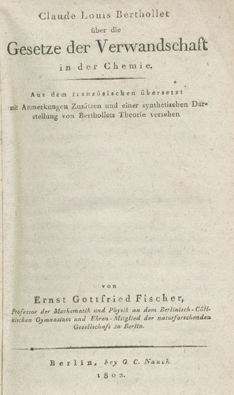 Große Abbildung Nr.1: 128-127 Berthollet,C.L.: (ZZRückgänge Sgl. Prof. Büttner Teil 1 und 2)