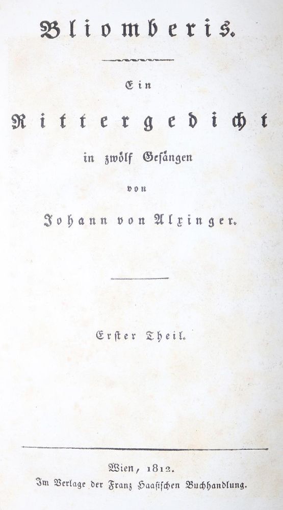 Große Abbildung Nr.1: 128-1307 Alxinger,J.v.: (Literatur und illustrierte Bücher bis 19.Jahrhundert)