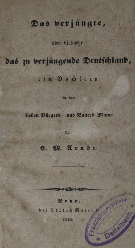 Große Abbildung Nr.1: 128-1318 Arndt,E.M.: (Literatur und illustrierte Bücher bis 19.Jahrhundert)