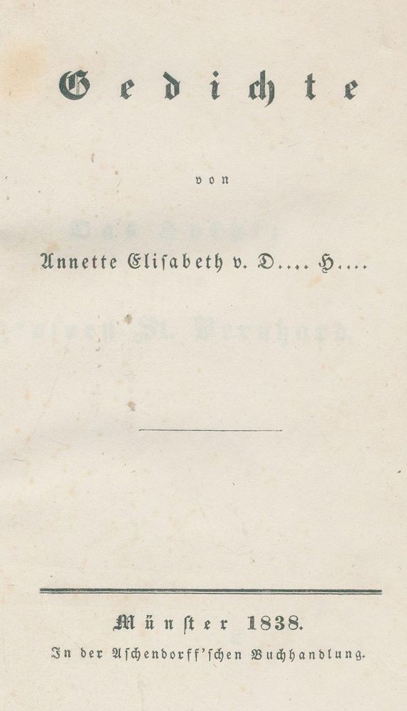 Große Abbildung Nr.1: 128-1345 Droste-Hülshoff,Annette v.: (Literatur und illustrierte Bücher bis 19.Jahrhundert)